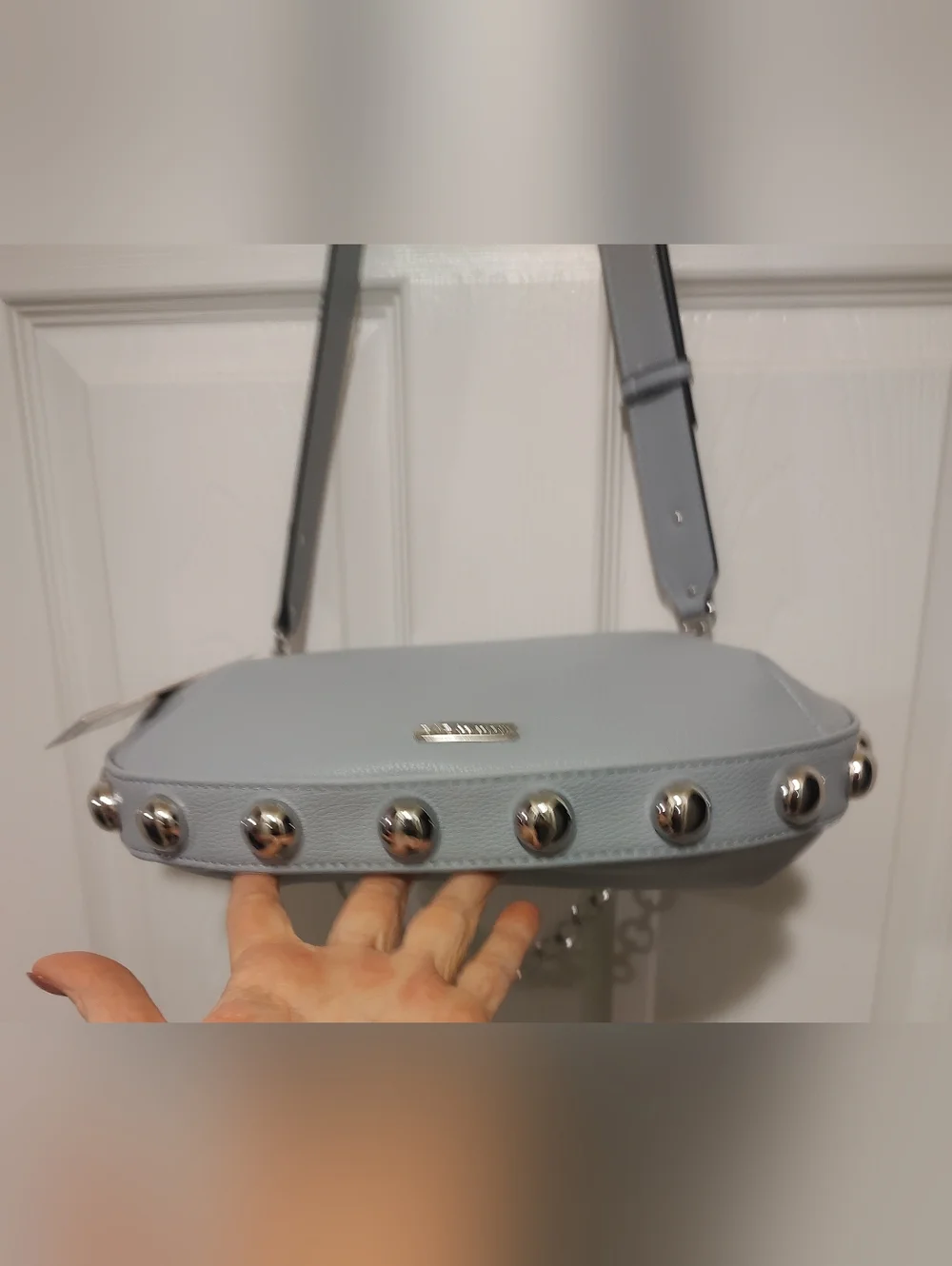 Blue Women's Shoulder Bag with Chain Accent
